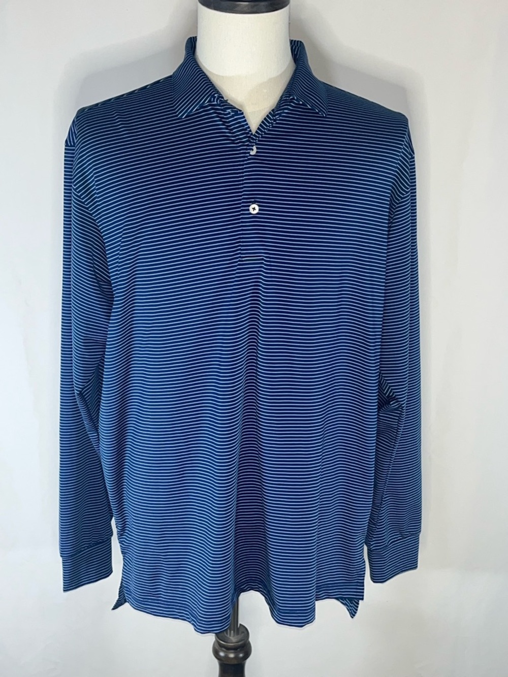 Turtleson Mens Long Sleeve Performance Golf Striped Polo Shirt XL